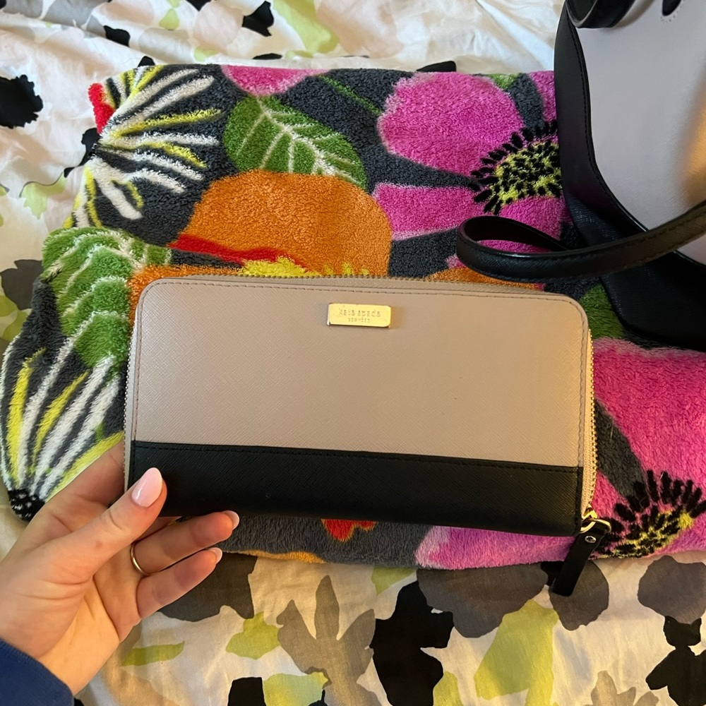 Tan and black Kate Spade wallet